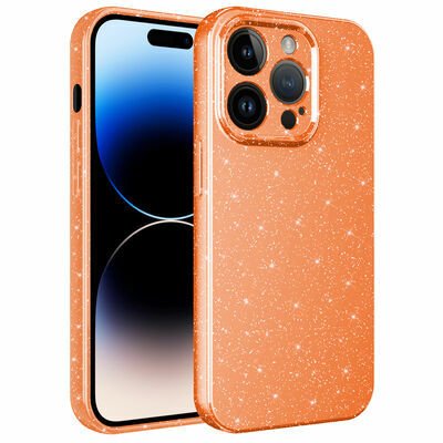 Apple iPhone 14 Pro Max Kılıf Kamera Korumalı Simli Lüks Patinda Koton Kapak