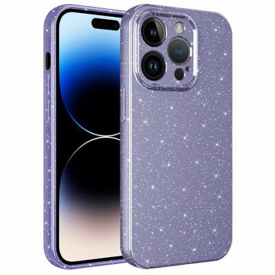 Apple iPhone 14 Pro Max Kılıf Kamera Korumalı Simli Lüks Patinda Koton Kapak
