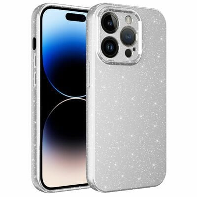Apple iPhone 14 Pro Max Kılıf Kamera Korumalı Simli Lüks Patinda Koton Kapak