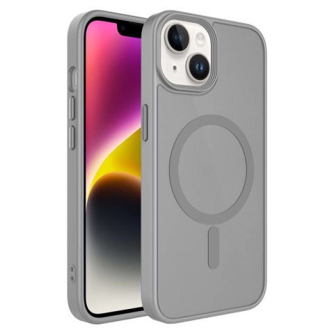 Apple iPhone 14 Kılıf Mat Arka Yüzey Wireless Şarj Özellikli Patinda Flet Magsafe Kapak