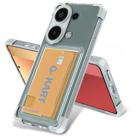 Xiaomi Redmi Note 13 Pro 5G Kılıf Airbag Tasarımlı Şeffaf Kartlıklı Patinda G-Kart Kapak