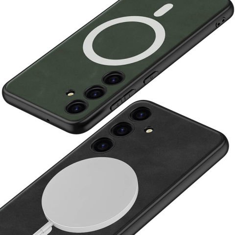 Galaxy S24 Plus Kılıf Magsafe Şarj Özellikli Deri Tasarımlı Patinda Kıpta Nubuk Kapak