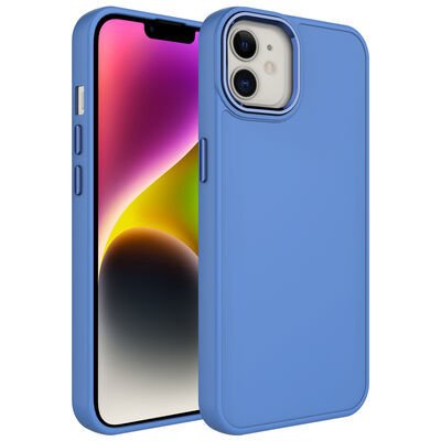 Apple iPhone 12 Kılıf Metal Çerçeve ve Buton Tasarımlı Silikon Patinda Luna Kapak