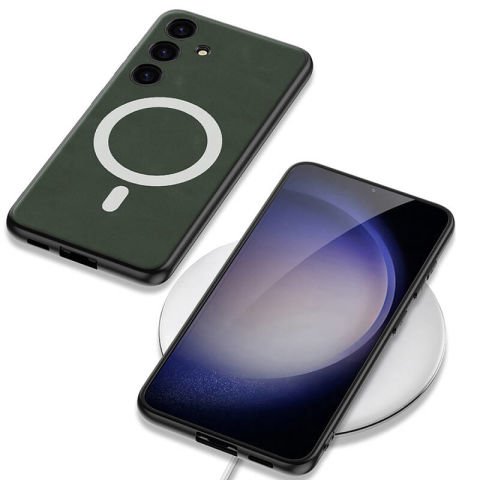 Galaxy S24 Plus Kılıf Magsafe Şarj Özellikli Deri Tasarımlı Patinda Kıpta Nubuk Kapak