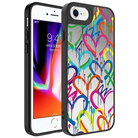 Apple iPhone 8 Kılıf Aynalı Desenli Kamera Korumalı Parlak Patinda Mirror Kapak