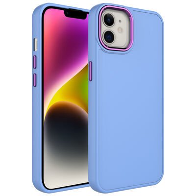 Apple iPhone 12 Kılıf Metal Çerçeve ve Buton Tasarımlı Silikon Patinda Luna Kapak