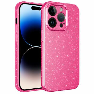 Apple iPhone 14 Pro Kılıf Kamera Korumalı Simli Lüks Patinda Koton Kapak