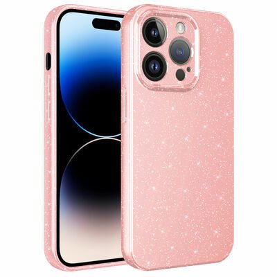 Apple iPhone 14 Pro Kılıf Kamera Korumalı Simli Lüks Patinda Koton Kapak