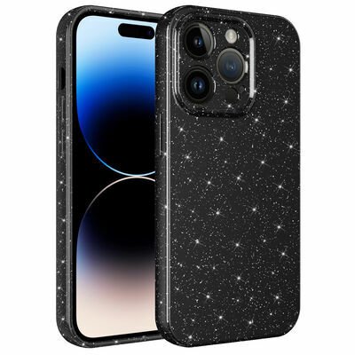 Apple iPhone 14 Pro Kılıf Kamera Korumalı Simli Lüks Patinda Koton Kapak