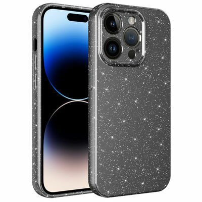 Apple iPhone 14 Pro Kılıf Kamera Korumalı Simli Lüks Patinda Koton Kapak