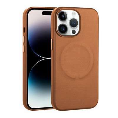 Apple iPhone 14 Pro Max Kılıf PU Deri Magsafe Wireless Şarj Özellikli Patinda Derix Kapak