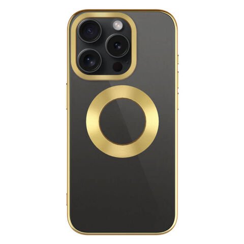 Apple iPhone 15 Pro Max Kılıf Tek Kamera Çerçeveli Logo Gösteren Patinda Omega Kapak