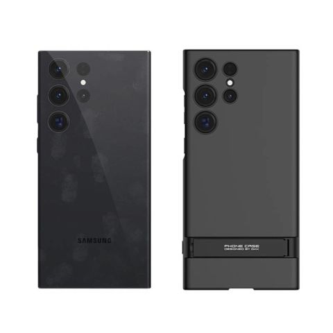 Galaxy S23 Ultra Kılıf Patinda Kamera Korumalı Dikey Standlı Ays Kapak