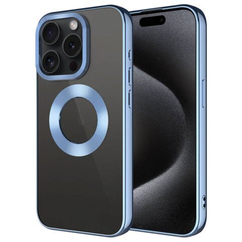 Apple iPhone 15 Pro Max Kılıf Tek Kamera Çerçeveli Logo Gösteren Patinda Omega Kapak