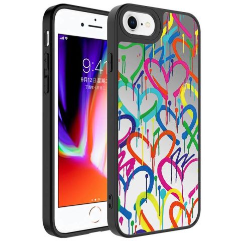 Apple iPhone 7 Kılıf Aynalı Desenli Kamera Korumalı Parlak Patinda Mirror Kapak