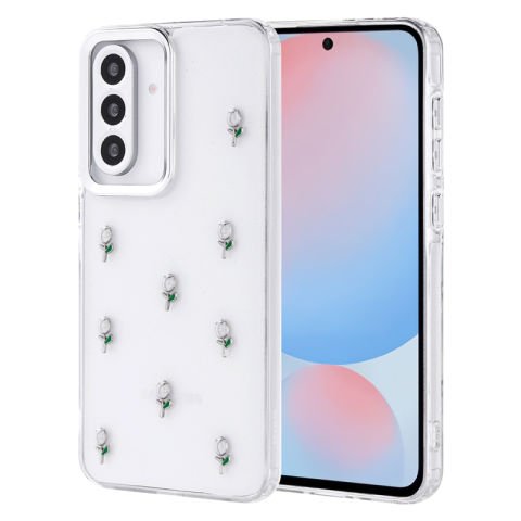 Galaxy A56 Kılıf Airbag Tasarımlı Simli Şeffaf Patinda Kutup Kapak