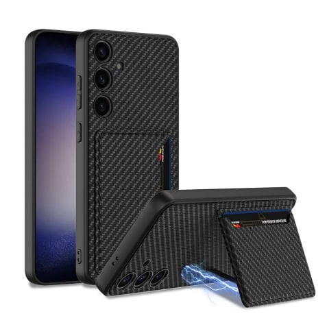 Galaxy S24 Plus Suni Deri Arka Yüzey Sürgülü Kamera Korumalı  Kartlıklı Kıpta  Kılıf