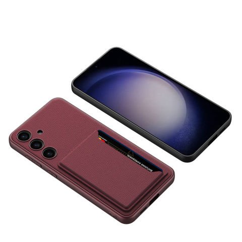 Galaxy S24 Plus Suni Deri Arka Yüzey Sürgülü Kamera Korumalı  Kartlıklı Kıpta  Kılıf