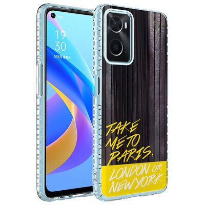 Oppo A96 4G Kılıf Airbag Kenarlı Renkli Desenli Silikon Patinda Elegans Kapak