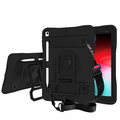 Apple iPad 10.2 2021 (9.Nesil) Patinda Yeni Nesil Kalem Bölmeli Defender Tablet Silikon