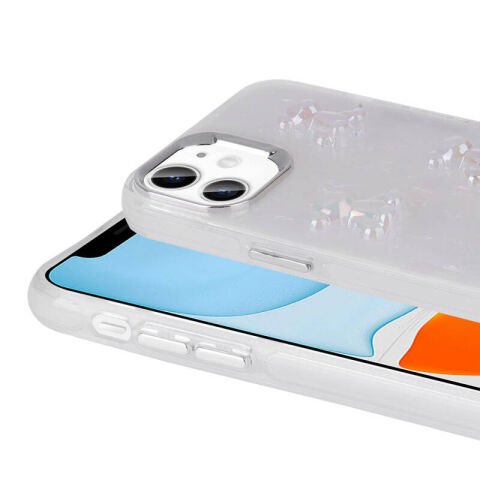 Apple iPhone 11 Kılıf Kabartma Figürlü Parlak Patinda Eralli Silikon Kapak