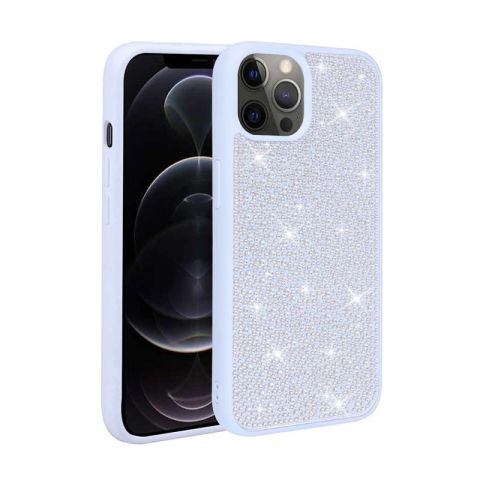 Apple iPhone 12 Pro Max Kılıf Parlak Taşlı Tasarım Patinda Ston Kapak