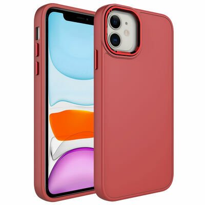 Apple iPhone 11 Kılıf Metal Çerçeve ve Buton Tasarımlı Silikon Patinda Luna Kapak