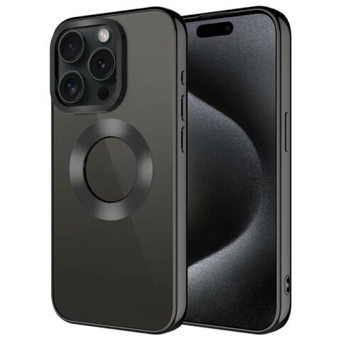 Apple iPhone 15 Pro Kılıf Tek Kamera Çerçeveli Logo Gösteren Patinda Omega Kapak