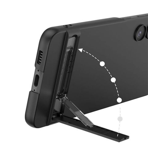 Galaxy S23 Kılıf Patinda Kamera Korumalı Dikey Standlı Ays Kapak