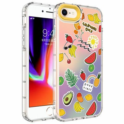 Apple iPhone 8 Kılıf Kamera Korumalı Renkli Desenli Sert Silikon Patinda Korn Kapak