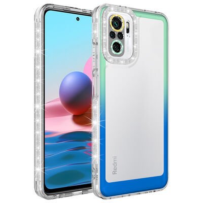 Xiaomi Poco M5S Kılıf Simli ve Renk Geçiş Tasarımlı Lens Korumalı Patinda Park Kapak