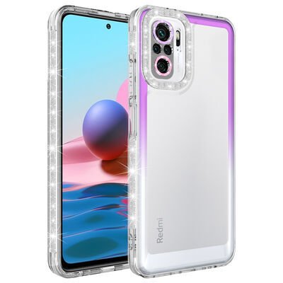 Xiaomi Poco M5S Kılıf Simli ve Renk Geçiş Tasarımlı Lens Korumalı Patinda Park Kapak