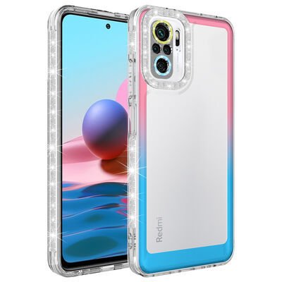 Xiaomi Poco M5S Kılıf Simli ve Renk Geçiş Tasarımlı Lens Korumalı Patinda Park Kapak