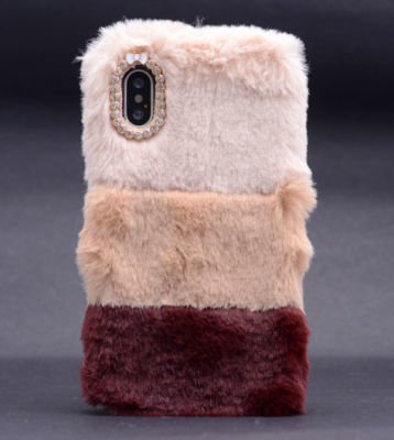 Apple iPhone X Kılıf Patinda Kulaklı Peluş Kapak