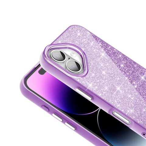 Apple iPhone 16 Kılıf Magsafe Şarj Özellikli Parlayan Simli Patinda Okso Kapak