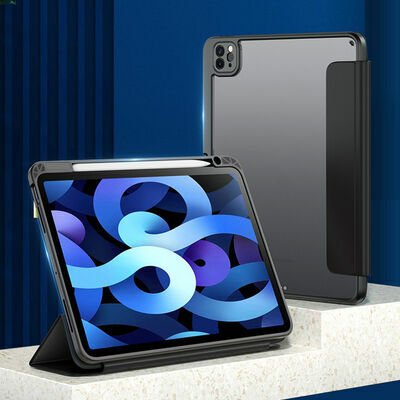Apple iPad Pro 12.9 2021 (5.Nesil) Kılıf Patinda Nort Arkası Şeffaf Standlı Kılıf