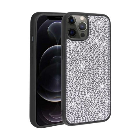 Apple iPhone 12 Pro Kılıf Parlak Taşlı Tasarım Patinda Ston Kapak