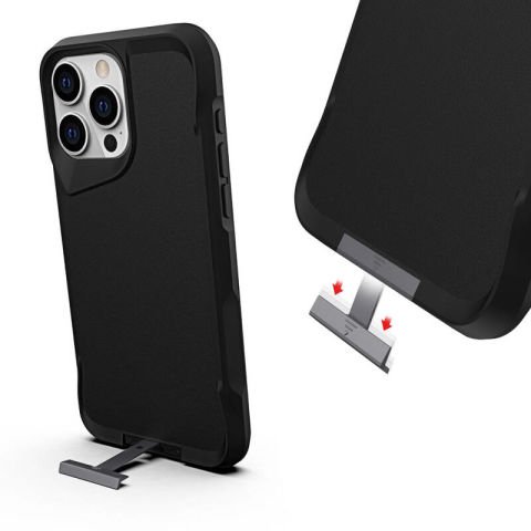 Apple iPhone 15 Pro Kılıf Patinda Airbag Kenarlı T-Max Mat Standlı Kapak
