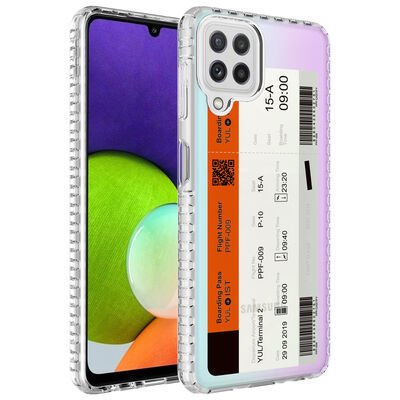 Galaxy M12 Kılıf Airbag Kenarlı Renkli Desenli Silikon Patinda Elegans Kapak