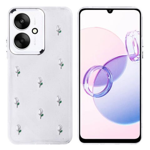 Xiaomi Poco C65 Kılıf Airbag Tasarımlı Simli Şeffaf Patinda Kutup Kapak