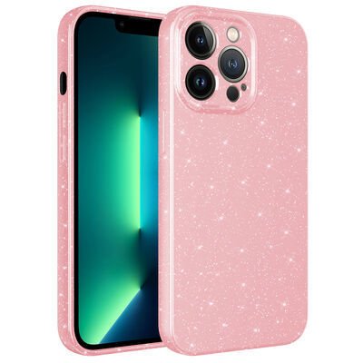 Apple iPhone 13 Pro Kılıf Kamera Korumalı Simli Lüks Patinda Koton Kapak