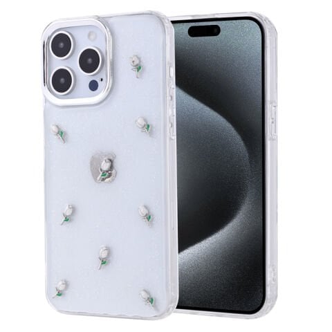 Apple iPhone 15 Pro Max Kılıf Airbag Tasarımlı Simli Şeffaf Patinda Kutup Kapak