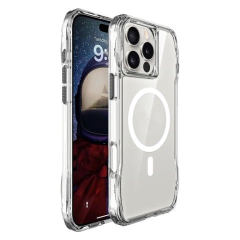 Apple iPhone 16 Pro Kılıf Magsafe Şarj Özellikli Airbagli Şeffaf Patinda İncek Kapak