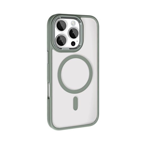 Apple iPhone 16 Pro Kılıf Wireless Şarj Özellikli Patinda Krom Magsafe Silikon Kapak