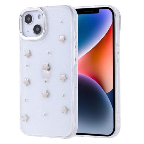 Apple iPhone 14 Kılıf Airbag Tasarımlı Simli Şeffaf Patinda Kutup Kapak