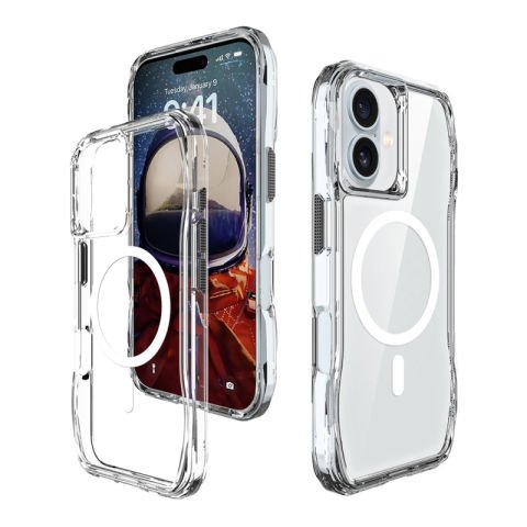 Apple iPhone 16 Kılıf Magsafe Şarj Özellikli Airbagli Şeffaf Patinda İncek Kapak