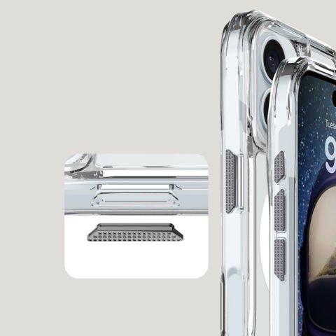 Apple iPhone 16 Kılıf Magsafe Şarj Özellikli Airbagli Şeffaf Patinda İncek Kapak