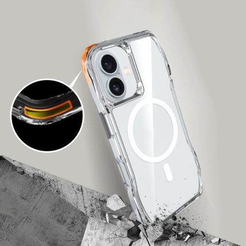 Apple iPhone 16 Kılıf Magsafe Şarj Özellikli Airbagli Şeffaf Patinda İncek Kapak