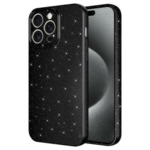 Apple iPhone 15 Pro Max Kılıf Kamera Korumalı Simli Lüks Patinda Koton Kapak