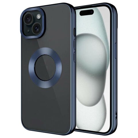 Apple iPhone 15 Kılıf Tek Kamera Çerçeveli Logo Gösteren Patinda Omega Kapak